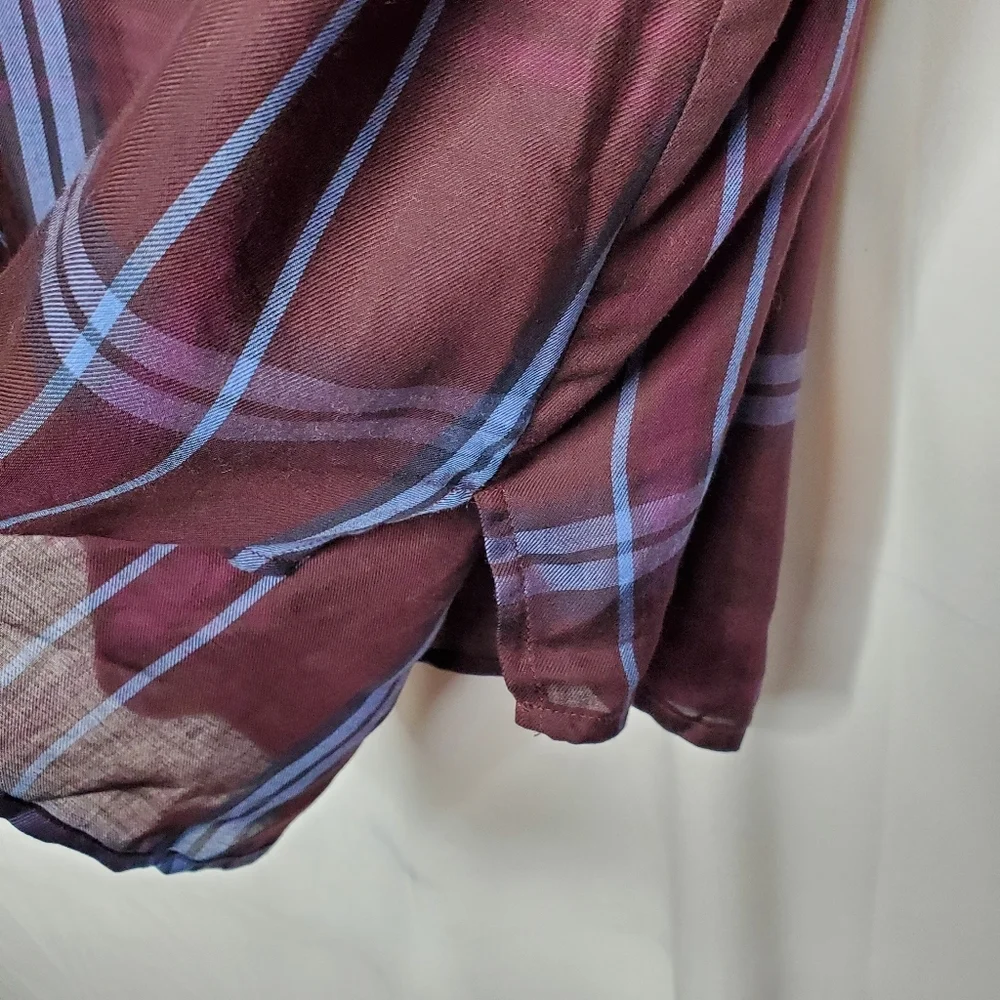 Loft Plaid Off Shoulder Long Sleeve Ruffle Top Blouse Women's Size XXSP NWOT. - Picture 6 of 9